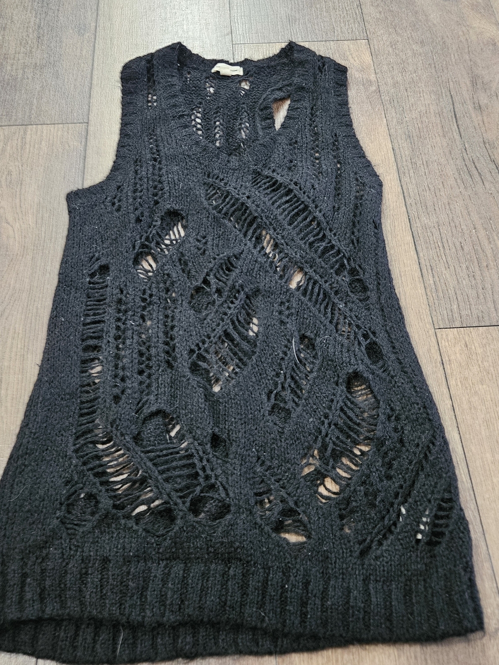 Silence + Noise Black Loose Knit Long Tank Top Shirt Size S